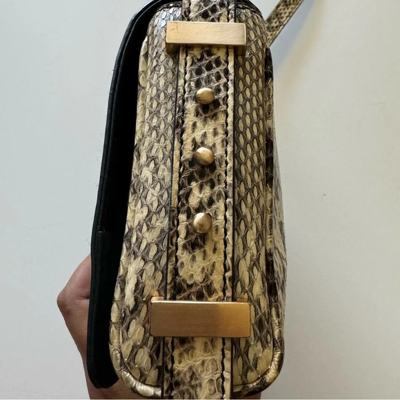Brian Atwood Cream Snakeskin Leather Crossbody Bag - Picture 8 of 14